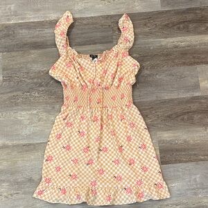 Lily Rose Dress - Pink and Cream Checkered Floral